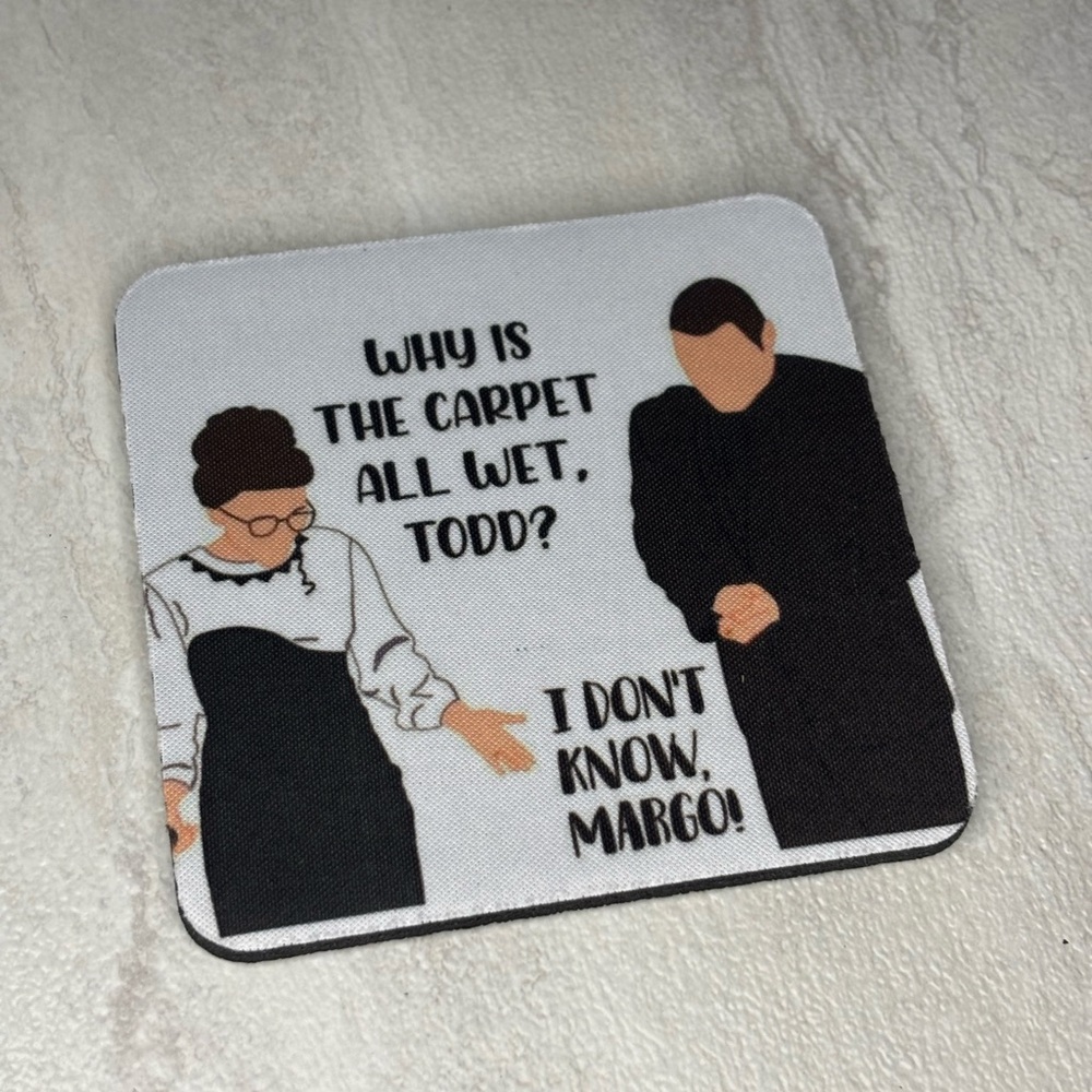 Humorous Black and White Coaster set from Christmas vacation set of 2